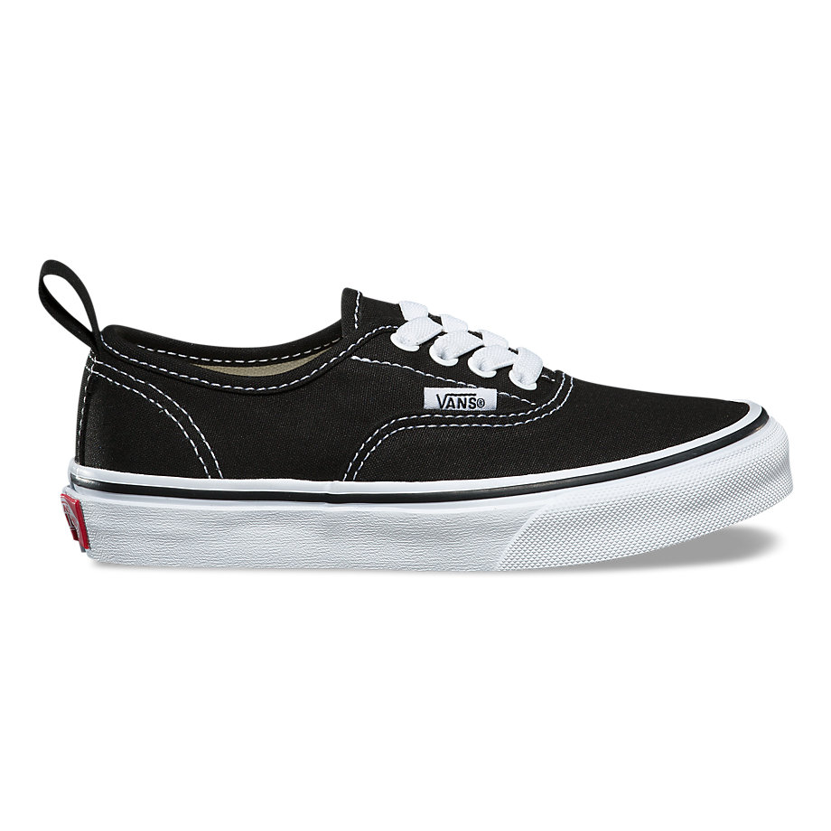 Vans Erkek Çocuk Kaykay Ayakkabısı Authentic Elastic Lace Siyah/Beyaz Türkiye | 96871-391